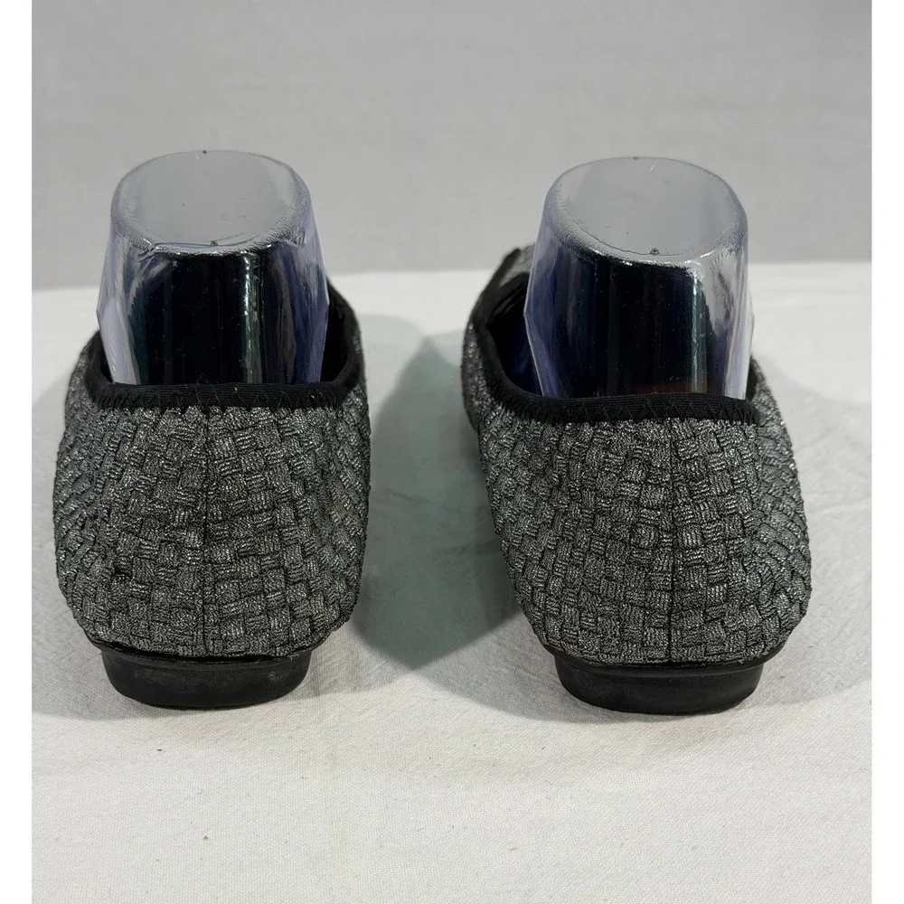 Bernie Mev‎ Loafers Womens 9 EU 40 Silver Woven Slip On Comfort Shoes Bamboo Bit